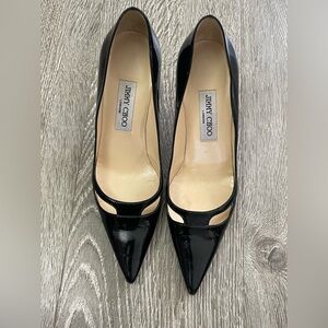 Jimmy Choo Black Stiletto Heels Classic Pumps Size 38.5 Shoes